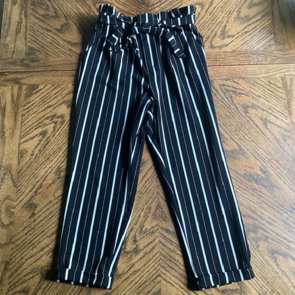 Stripped Paper-bag Pants XL